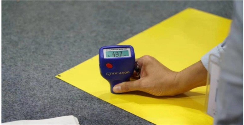 接觸式電磁感應干膜測厚儀對固化后樣品進行涂層測厚